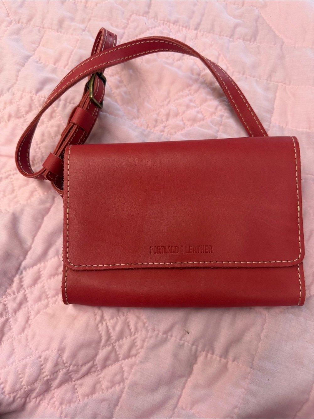 Portland Leather pink Structured Crossbody/belt bag